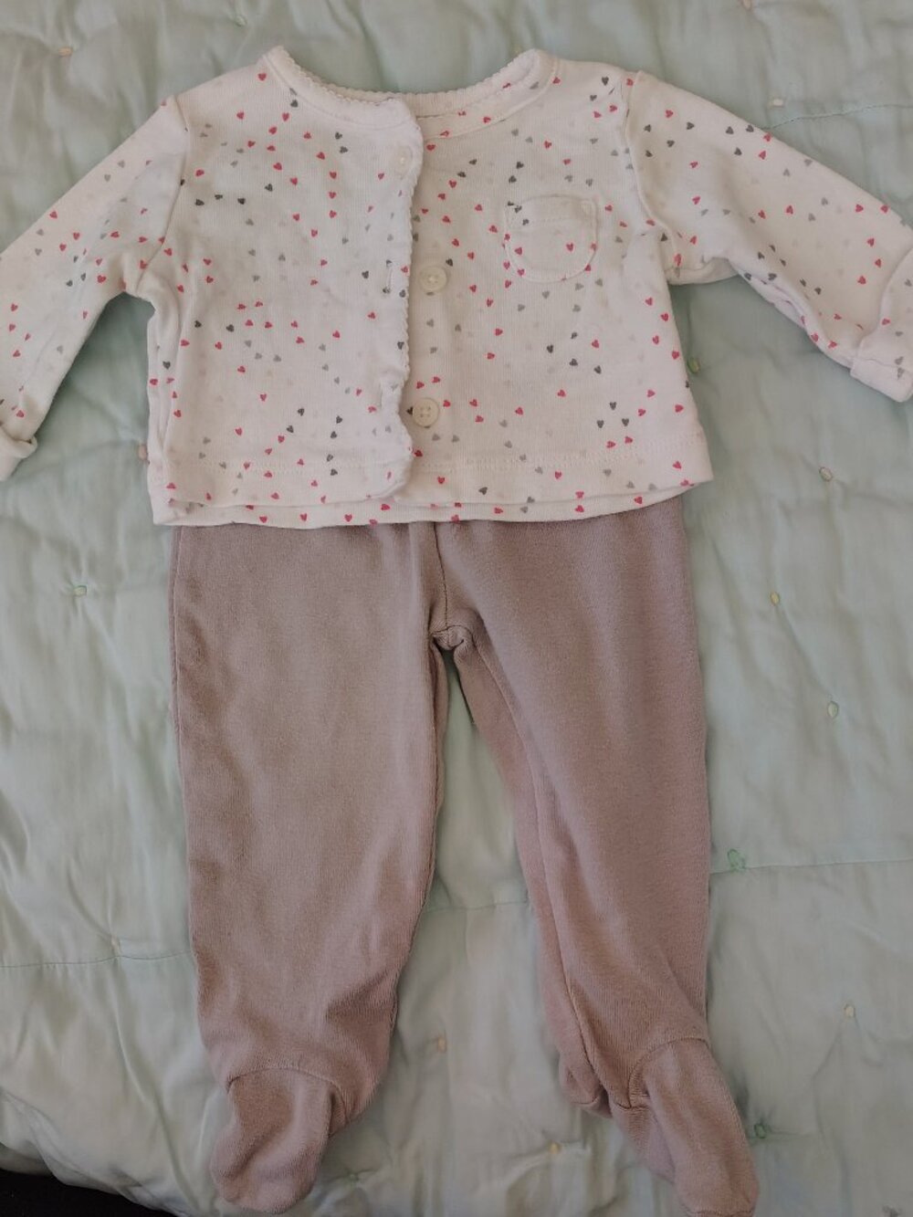 Carter's Baby Girls Outfit with L/S Shirt and Footie Pants Size 3 Months
